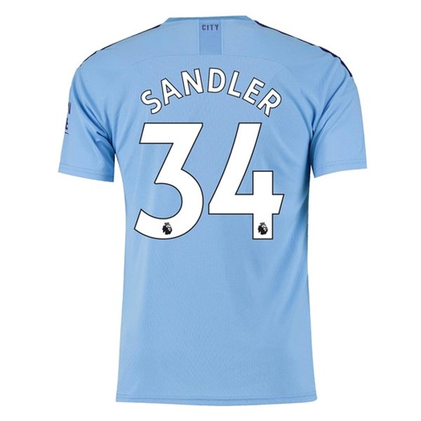 Camiseta Manchester City NO.34 Sandler 1ª 2019-2020 Azul